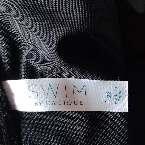 SWIM BY CACIQUE SWIM SKIRT--PLUS SIZE 22 -BLACK- BUILT IN BIKINI BOTTOM - Picture 2 of 12